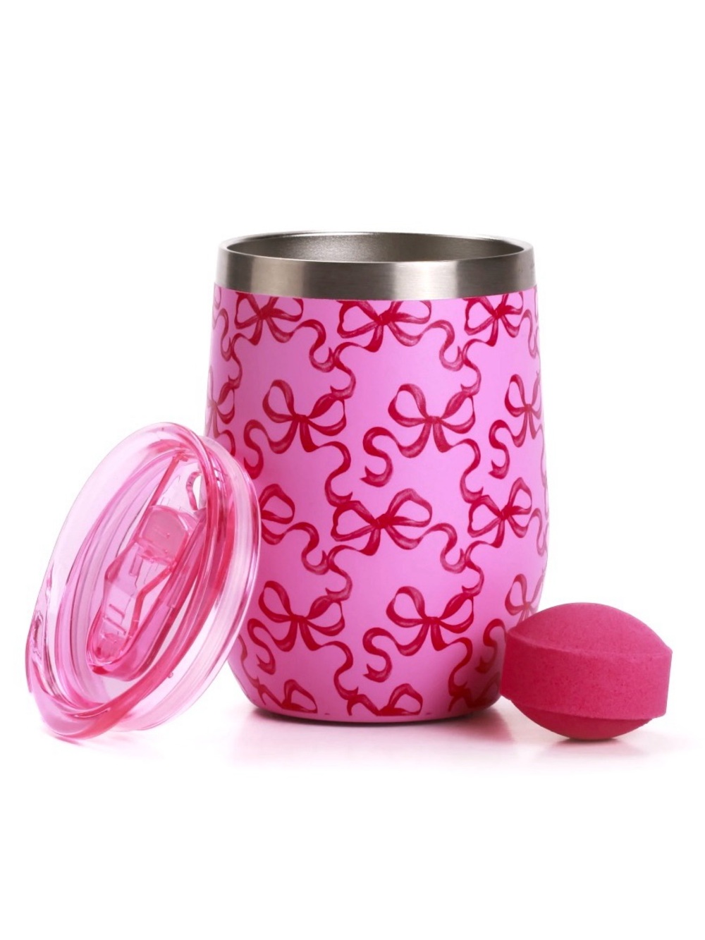 Hi Peach Layne Bow Tumbler and Bath Bomb Gift Set Pink NWT
